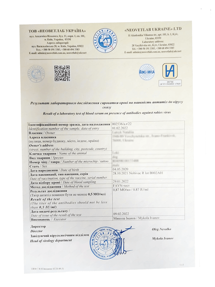 Как вывезти собаку за границу из Украины в 2022 году Справка об антителах к вирусу бешенства или Как вывезти собаку за границу из Украины